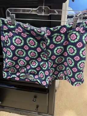 crown & ivy Navy Floral Shorts with Pink and Green Accents